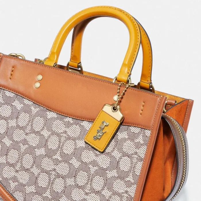 Women Rogue 25 In Signature Textile Jacquard Brasscocoa Burnished Amb Coach Satchels and Top Handles