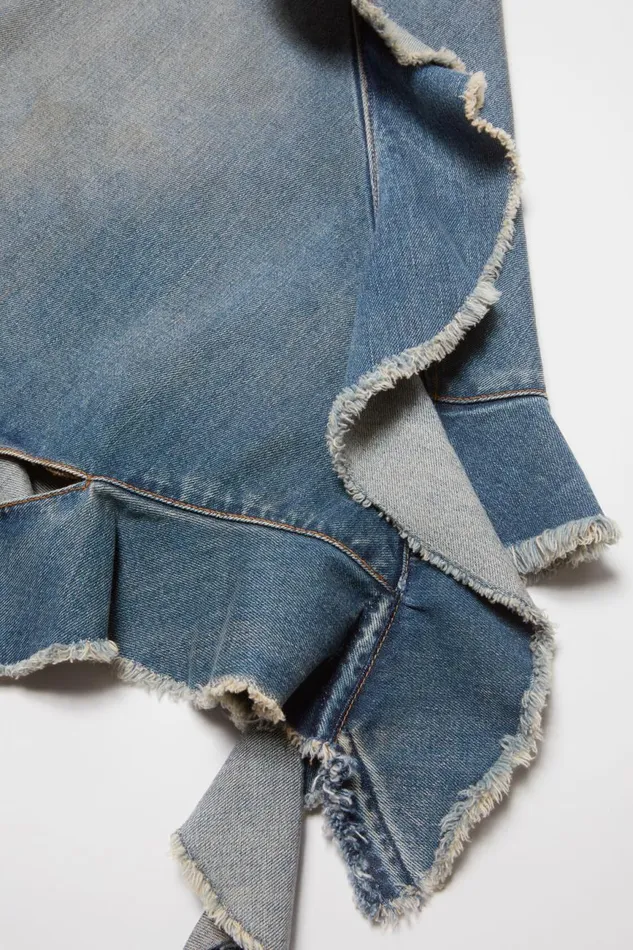Women Ruffle Strap Denim Dress Mid Blue Acne Studios Dresses