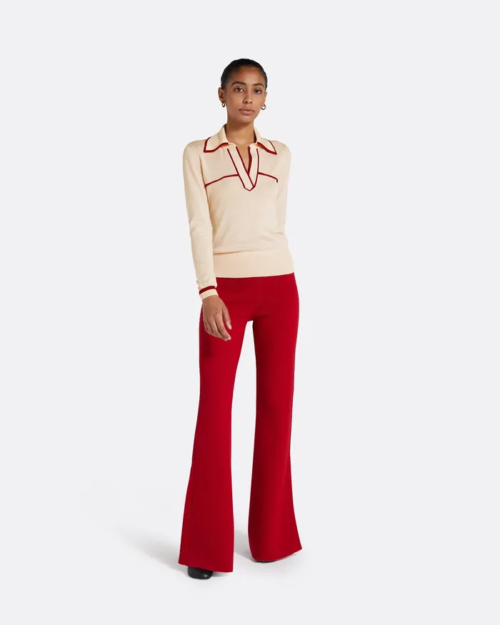 Women Safiyaa Lydie Powder and Azalea Red Knit Powder Knitwear