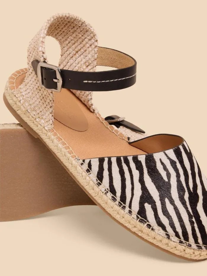 Women SANDALS White Stuff Buttercup Leather Espadrille Black Print Women SANDALS White Stuff Buttercup Leather Espadrille Black Print
