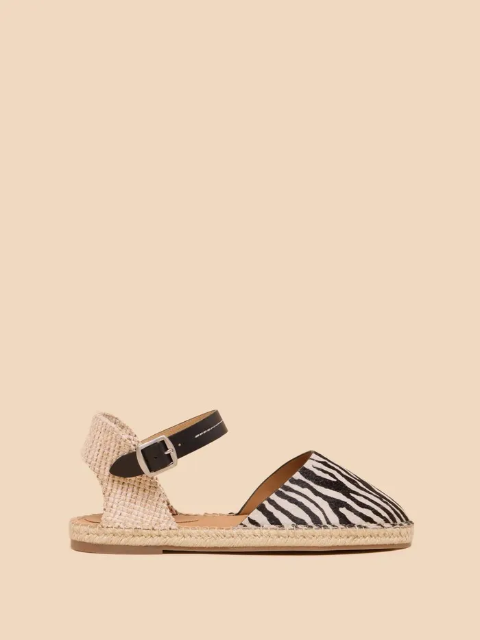 Women SANDALS White Stuff Buttercup Leather Espadrille Black Print Women SANDALS White Stuff Buttercup Leather Espadrille Black Print