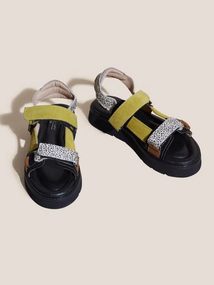 Women SANDALS White Stuff Leather Trek Sandal Black Multi