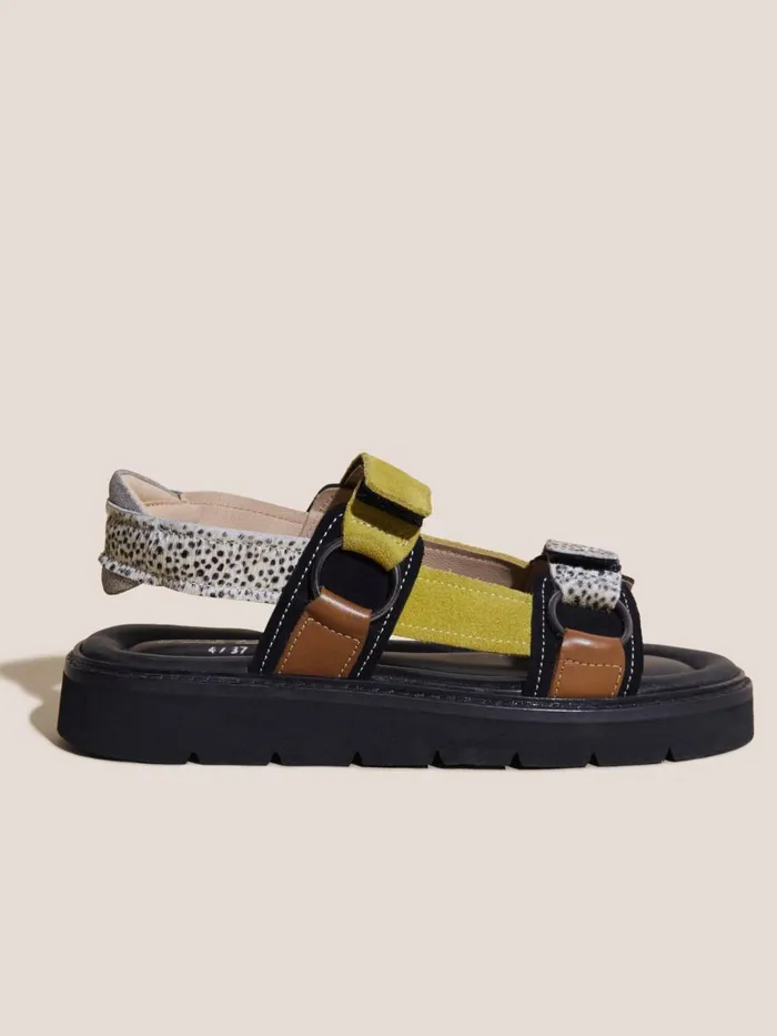 Women SANDALS White Stuff Leather Trek Sandal Black Multi