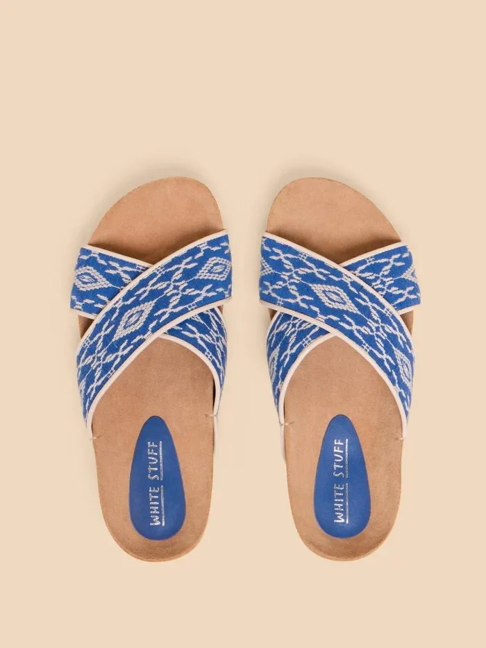 Women SANDALS White Stuff Poppy Footbed Sandal Blue Multi