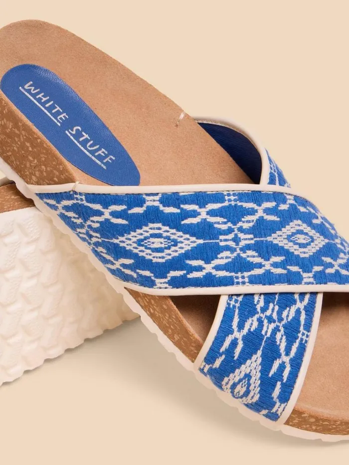 Women SANDALS White Stuff Poppy Footbed Sandal Blue Multi