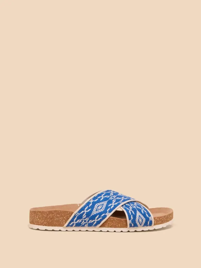 Women SANDALS White Stuff Poppy Footbed Sandal Blue Multi