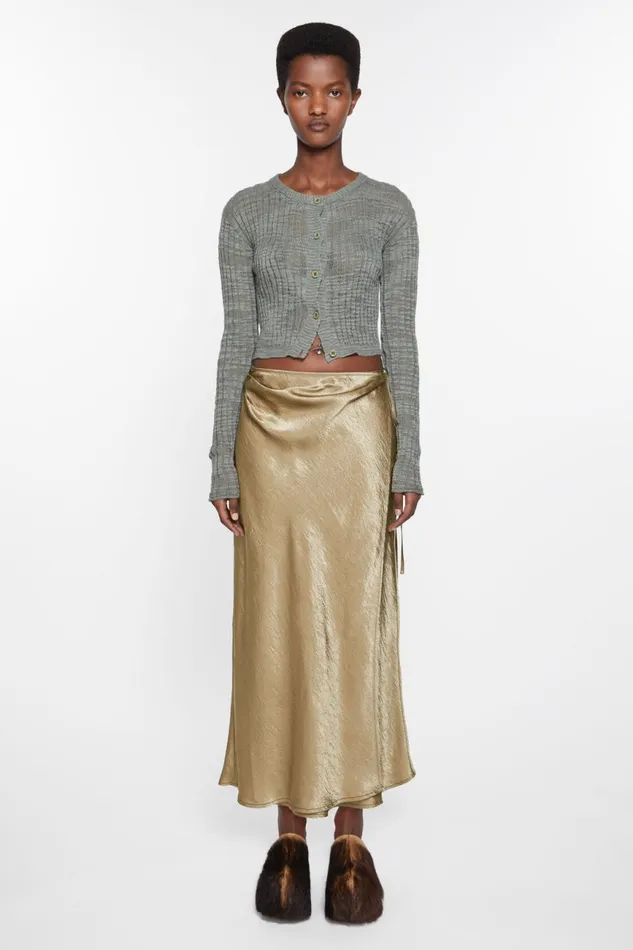 Women Satin Wrap Skirt Old Green Acne Studios Skirts
