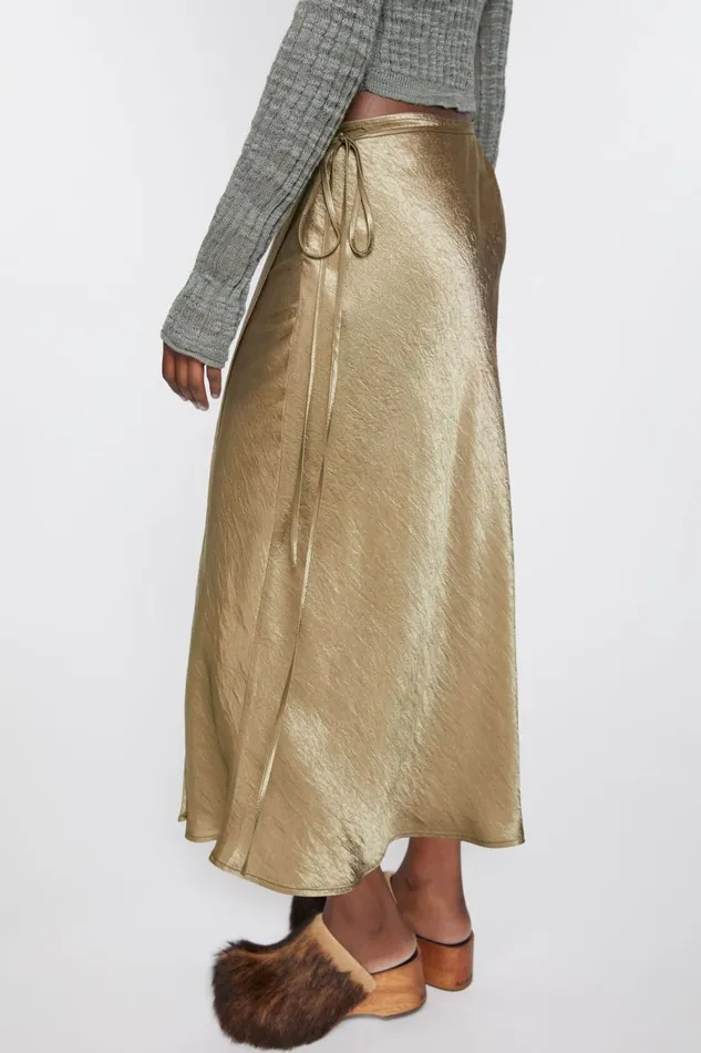 Women Satin Wrap Skirt Old Green Acne Studios Skirts