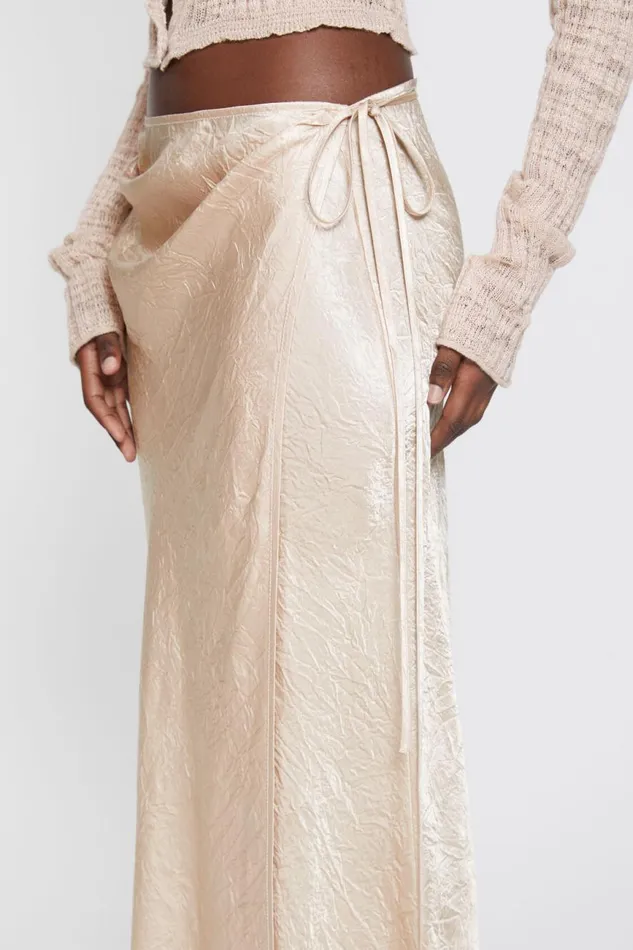 Women Satin Wrap Skirt Shell Beige Acne Studios Skirts