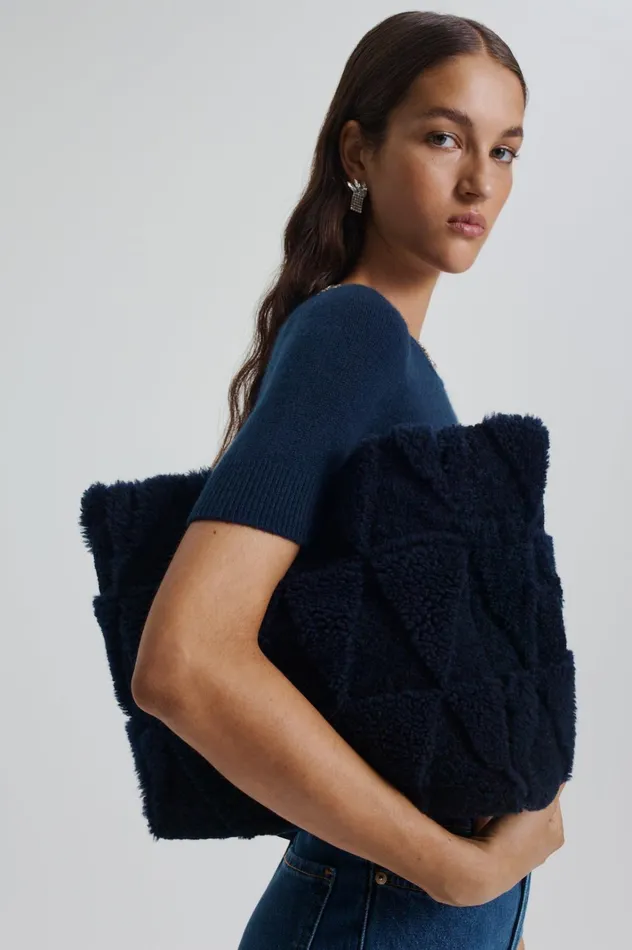 Women Scanlan Theodore Bags SHEARLING TOTE Darknavy