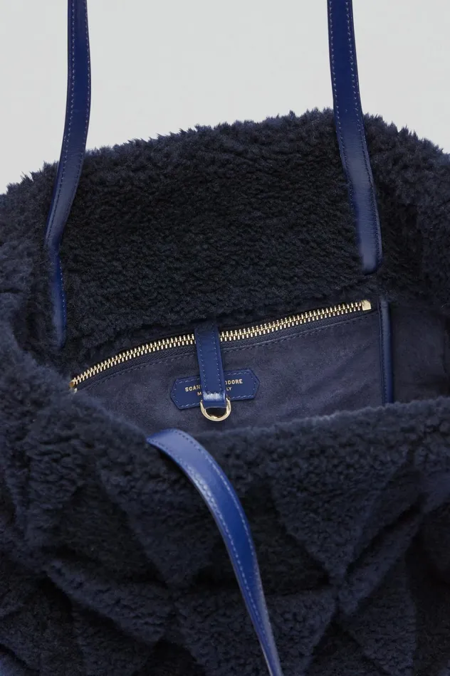 Women Scanlan Theodore Bags SHEARLING TOTE Darknavy