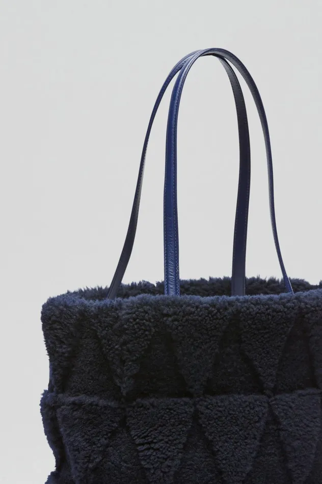 Women Scanlan Theodore Bags SHEARLING TOTE Darknavy
