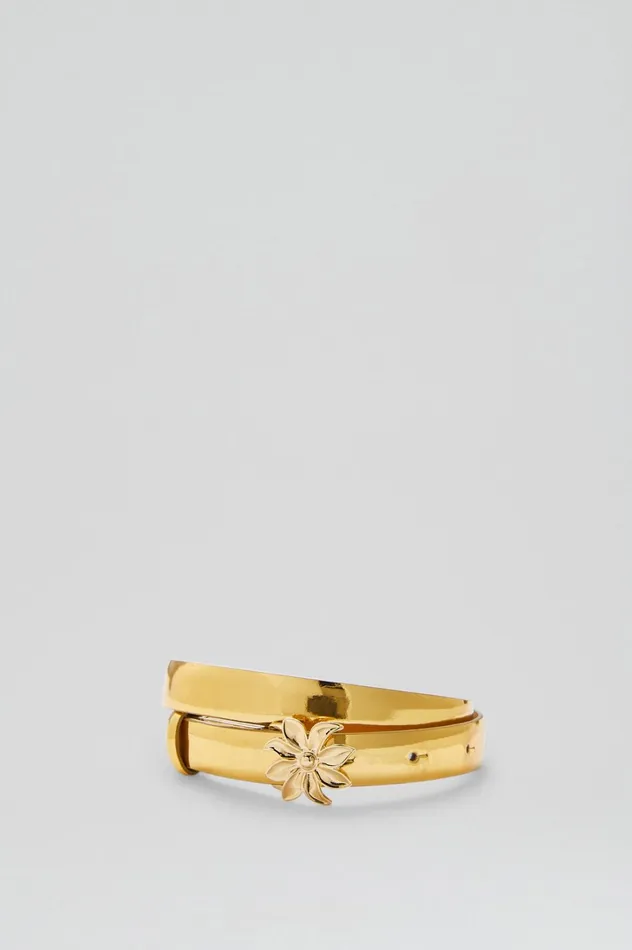 Women Scanlan Theodore Belts FLOWER BUCKLE BELT 2 Gold