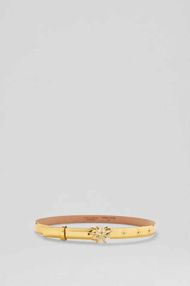 Women Scanlan Theodore Belts FLOWER BUCKLE BELT 2 Gold
