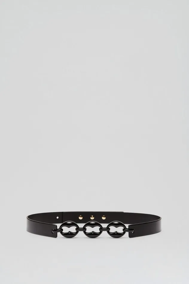 Women Scanlan Theodore Belts RESIN CHUNKY TRIM BELT 25 Nero