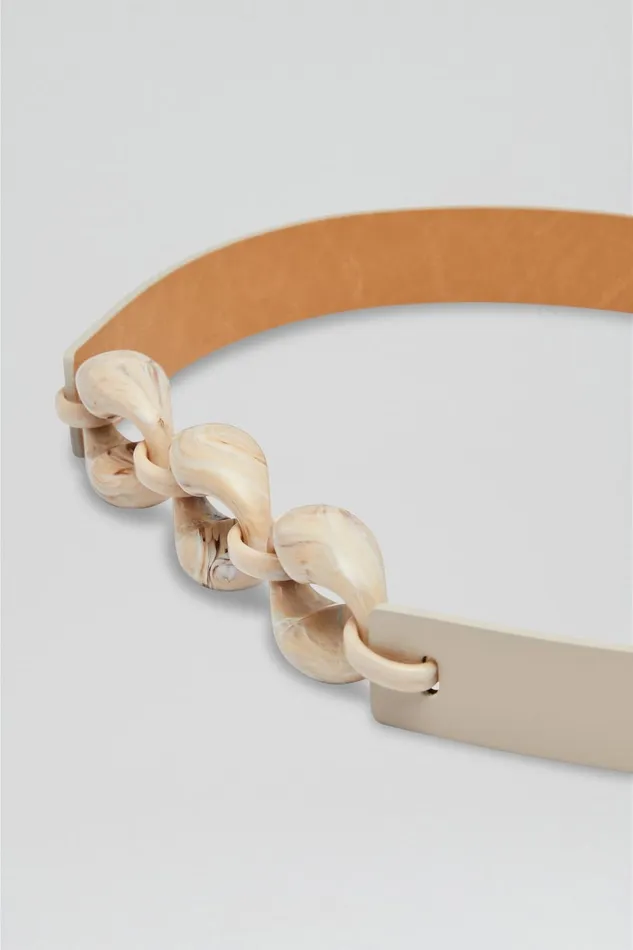 Women Scanlan Theodore Belts RESIN CHUNKY TRIM BELT 25 Oyster