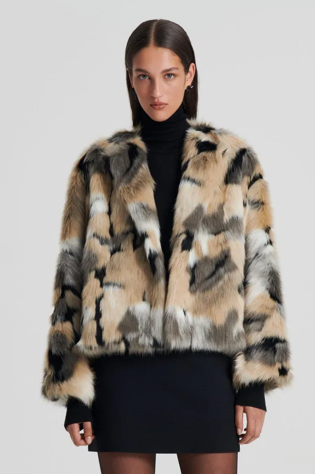 Women Scanlan Theodore Coats FAUX FUR JACKET Multi Women Scanlan Theodore Coats FAUX FUR JACKET Multi