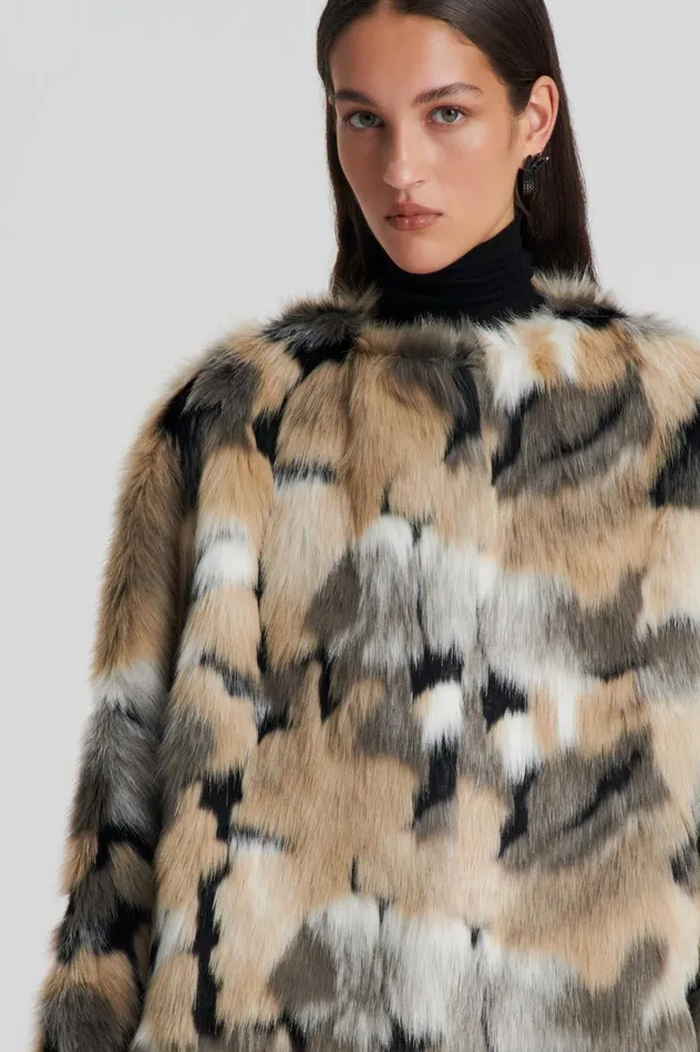 Women Scanlan Theodore Coats FAUX FUR JACKET Multi Women Scanlan Theodore Coats FAUX FUR JACKET Multi