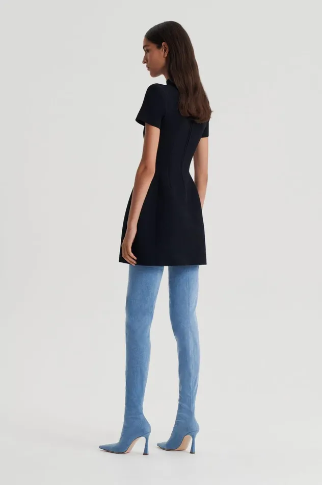 Women Scanlan Theodore Dresses CREPE KNIT PEPLUM DRESS Black Women Scanlan Theodore Dresses CREPE KNIT PEPLUM DRESS Black