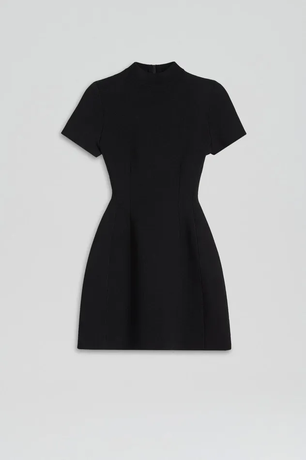 Women Scanlan Theodore Dresses CREPE KNIT PEPLUM DRESS Black Women Scanlan Theodore Dresses CREPE KNIT PEPLUM DRESS Black
