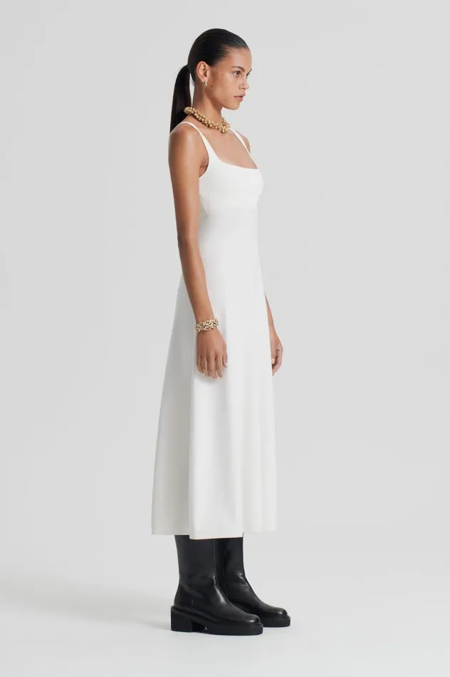 Women Scanlan Theodore Dresses CREPE KNIT SQUARE NECK DRESS Cream Women Scanlan Theodore Dresses CREPE KNIT SQUARE NECK DRESS Cream