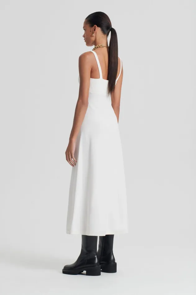 Women Scanlan Theodore Dresses CREPE KNIT SQUARE NECK DRESS Cream Women Scanlan Theodore Dresses CREPE KNIT SQUARE NECK DRESS Cream