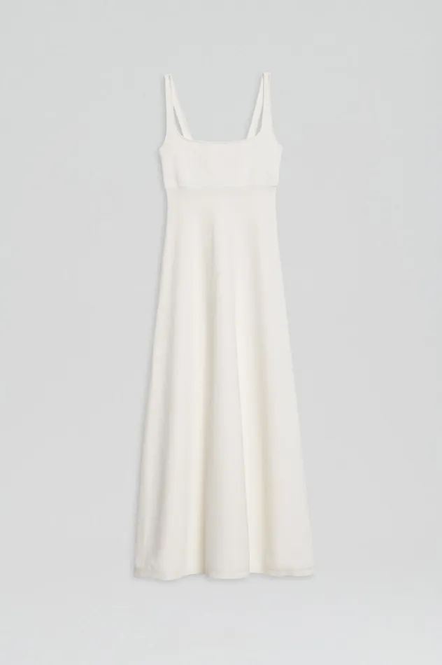 Women Scanlan Theodore Dresses CREPE KNIT SQUARE NECK DRESS Cream Women Scanlan Theodore Dresses CREPE KNIT SQUARE NECK DRESS Cream