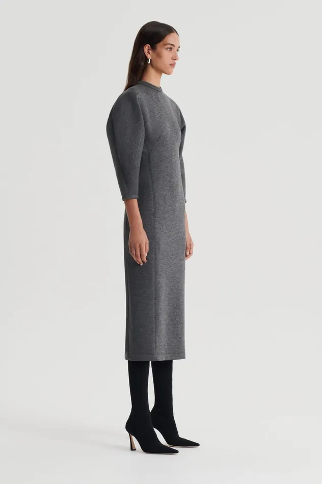 Women Scanlan Theodore Dresses SCUBA COCOON SLEEVE DRESS Grey Women Scanlan Theodore Dresses SCUBA COCOON SLEEVE DRESS Grey