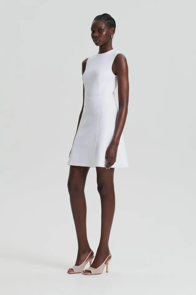 Women Scanlan Theodore Dresses SCUBA MINI DRESS White Women Scanlan Theodore Dresses SCUBA MINI DRESS White