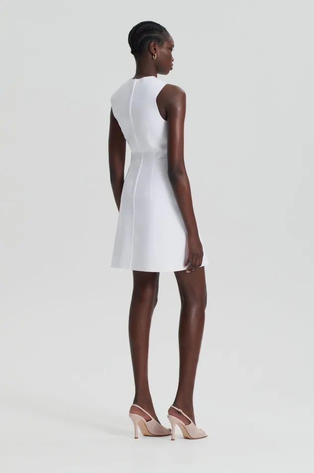 Women Scanlan Theodore Dresses SCUBA MINI DRESS White Women Scanlan Theodore Dresses SCUBA MINI DRESS White