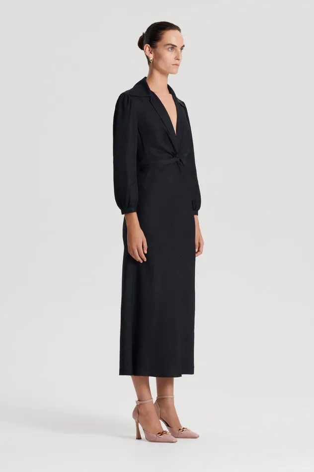 Women Scanlan Theodore Dresses SILK TURBAN TWIST DRESS Black Women Scanlan Theodore Dresses SILK TURBAN TWIST DRESS Black