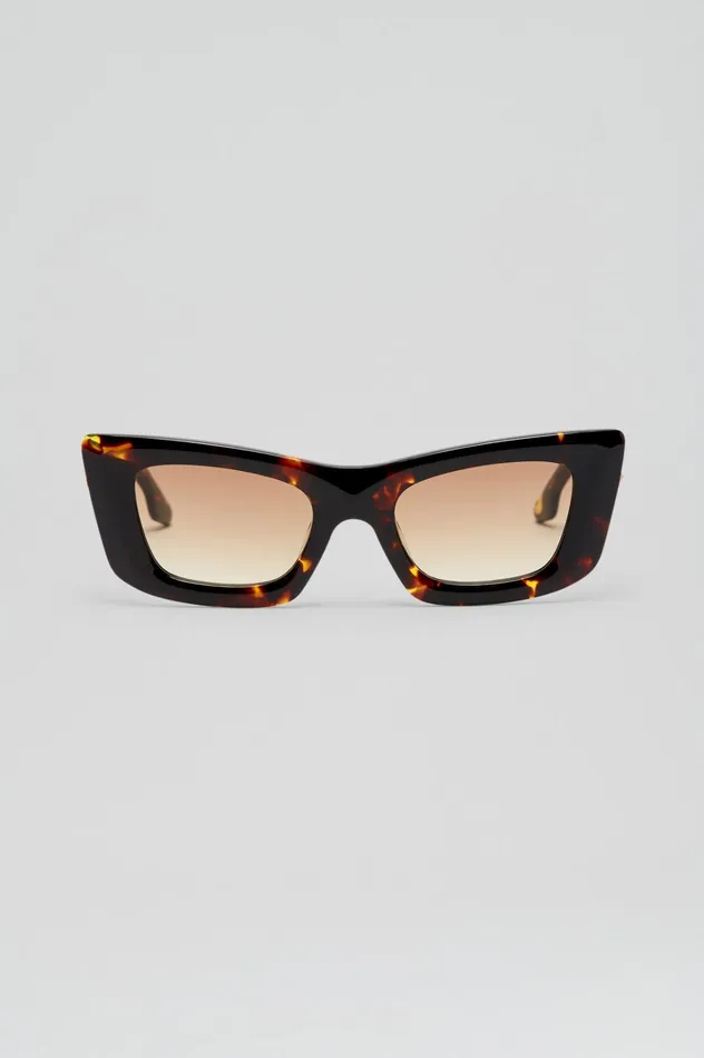 Women Scanlan Theodore Eyewear ST ANGULAR CAT SUNGLASSES Tortshell