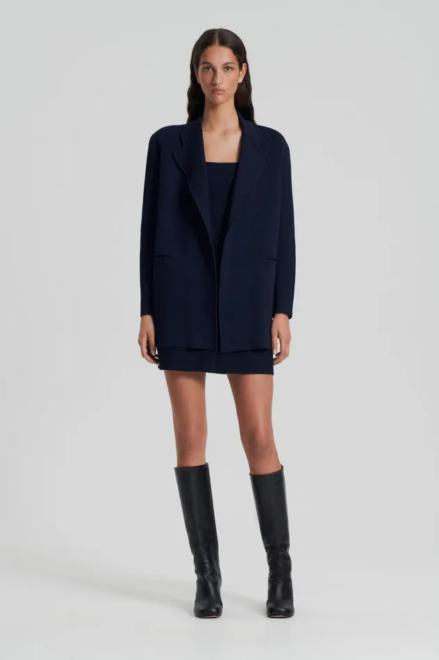 Women Scanlan Theodore Jackets CREPE KNIT LOOSE TAILORED JACKET Navy