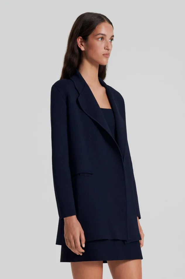Women Scanlan Theodore Jackets CREPE KNIT LOOSE TAILORED JACKET Navy Women Scanlan Theodore Jackets CREPE KNIT LOOSE TAILORED JACKET Navy