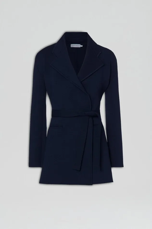 Women Scanlan Theodore Jackets CREPE KNIT LOOSE TAILORED JACKET Navy Women Scanlan Theodore Jackets CREPE KNIT LOOSE TAILORED JACKET Navy