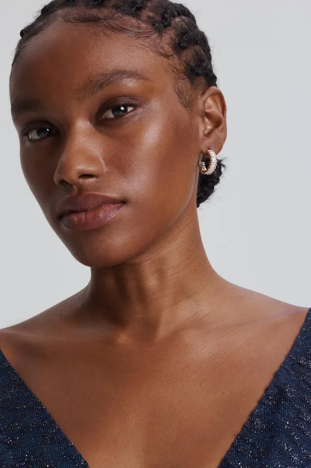 Women Scanlan Theodore Jewelry BAGUETTE HOOP EARRINGS Lightgoldcrystal