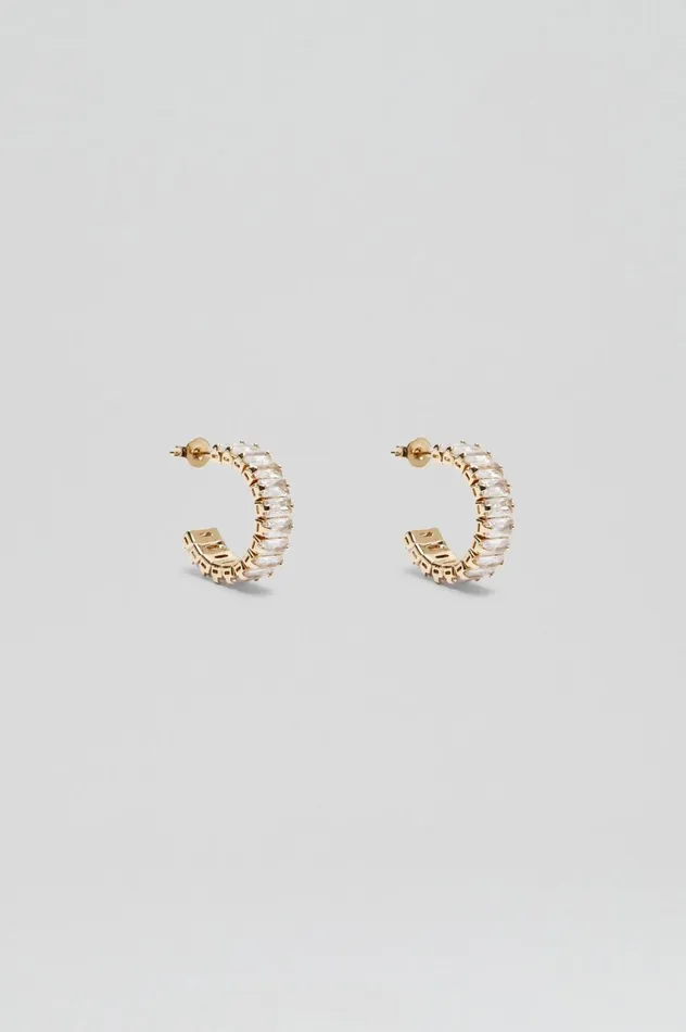 Women Scanlan Theodore Jewelry BAGUETTE HOOP EARRINGS Lightgoldcrystal