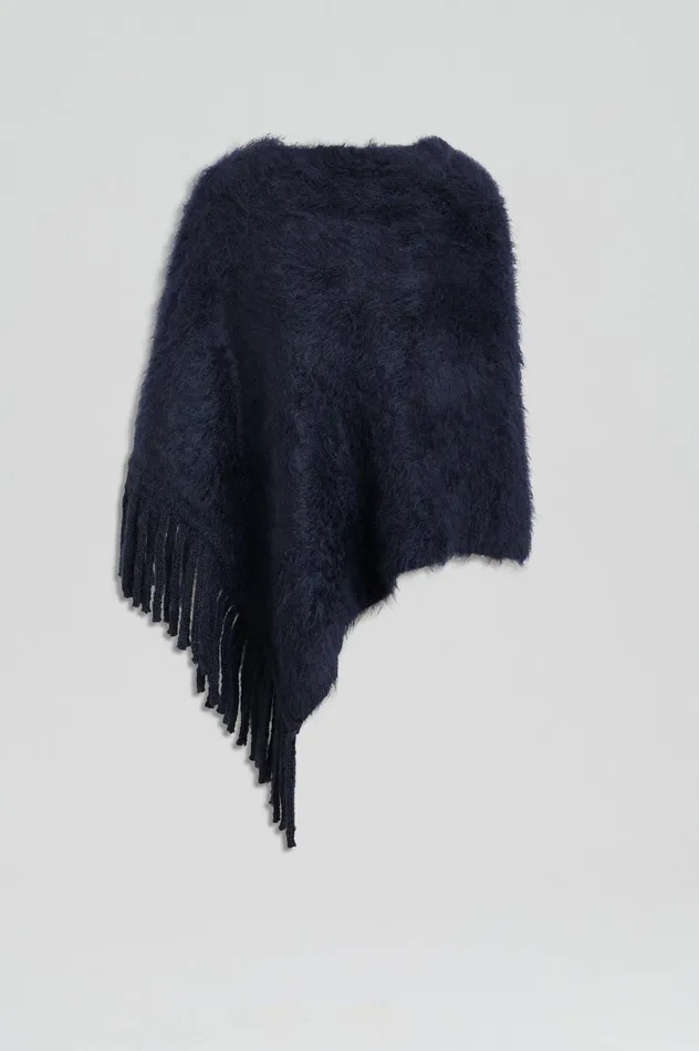 Women Scanlan Theodore Knitwear BRUSHED FRINGED CAPE Navy