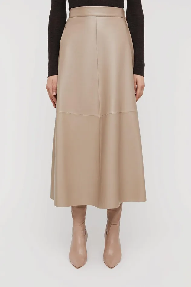 Women Scanlan Theodore Leather LEATHER LONG SKIRT Nougat Women Scanlan Theodore Leather LEATHER LONG SKIRT Nougat