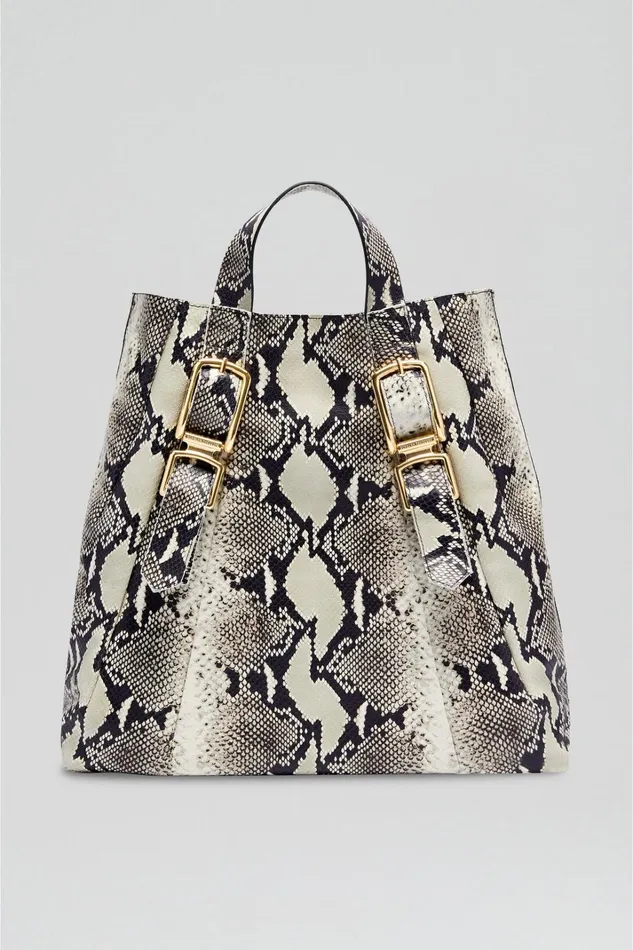 Women Scanlan Theodore Leather LEATHER REPTILE BAG Stone