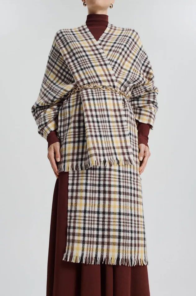 Women Scanlan Theodore Scarves ITALIAN PLAID SCARF Ginger