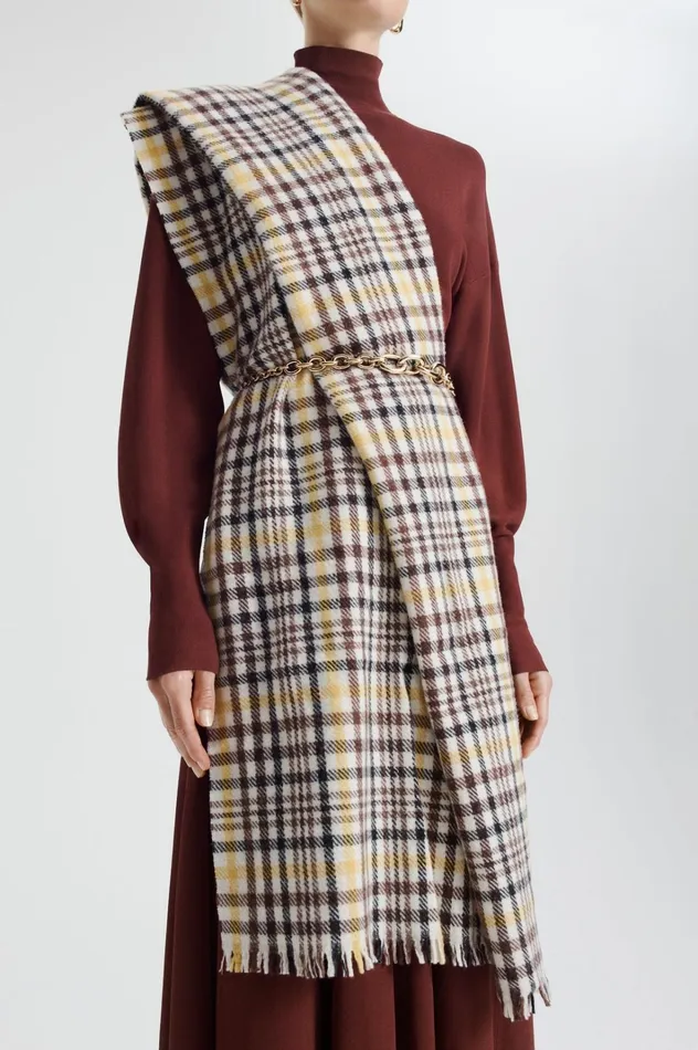 Women Scanlan Theodore Scarves ITALIAN PLAID SCARF Ginger Women Scanlan Theodore Scarves ITALIAN PLAID SCARF Ginger