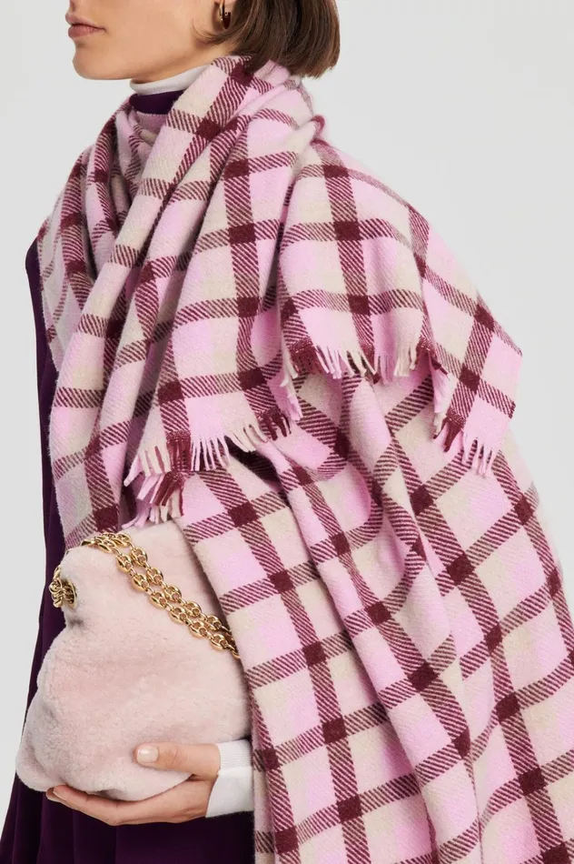 Women Scanlan Theodore Scarves ITALIAN PLAID SCARF Pale Pink
