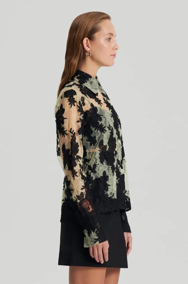 Women Scanlan Theodore Shirts FRENCH LACE SHIRT Lemon Women Scanlan Theodore Shirts FRENCH LACE SHIRT Lemon