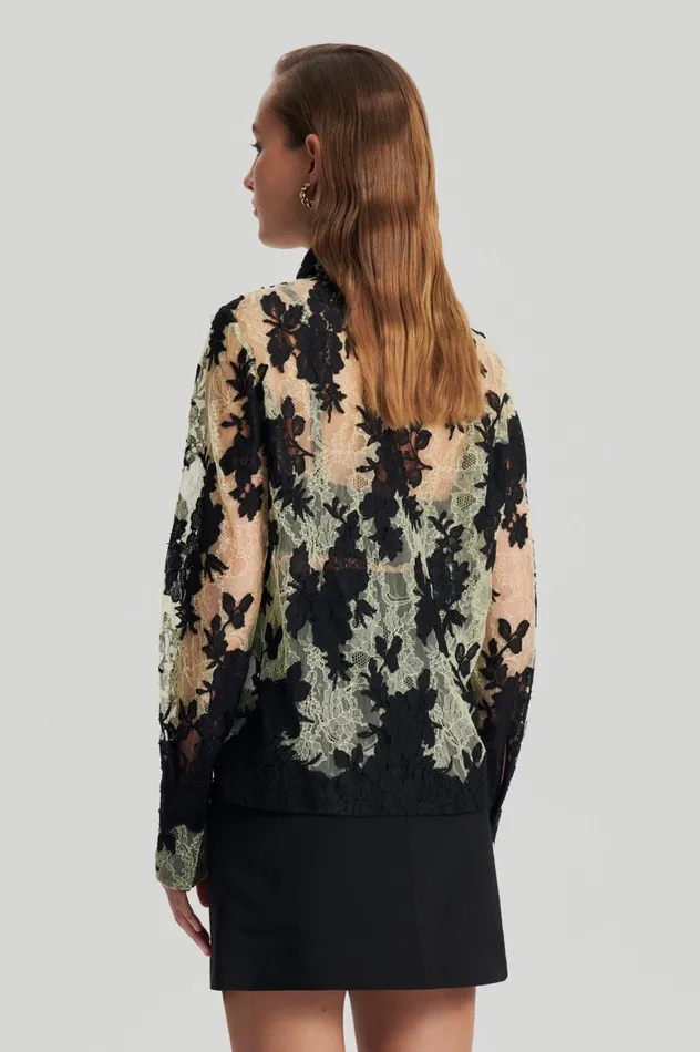 Women Scanlan Theodore Shirts FRENCH LACE SHIRT Lemon Women Scanlan Theodore Shirts FRENCH LACE SHIRT Lemon