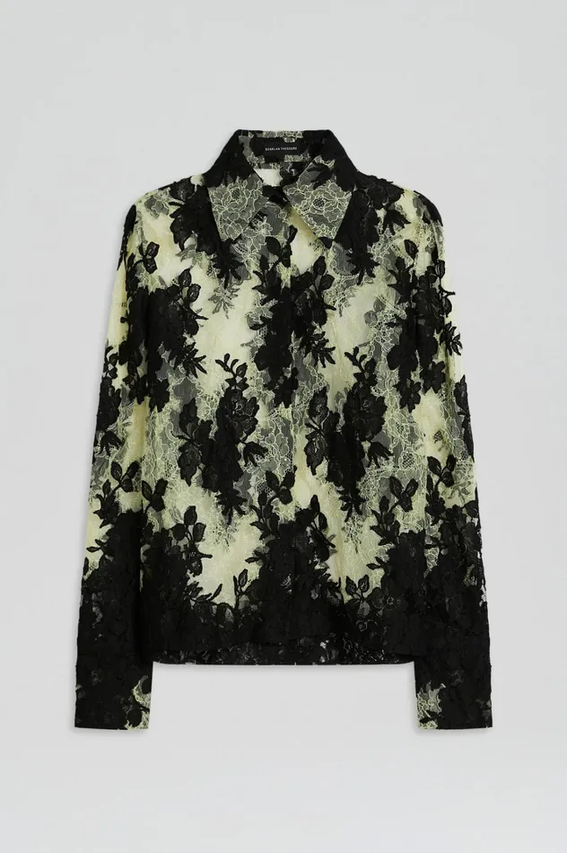 Women Scanlan Theodore Shirts FRENCH LACE SHIRT Lemon Women Scanlan Theodore Shirts FRENCH LACE SHIRT Lemon
