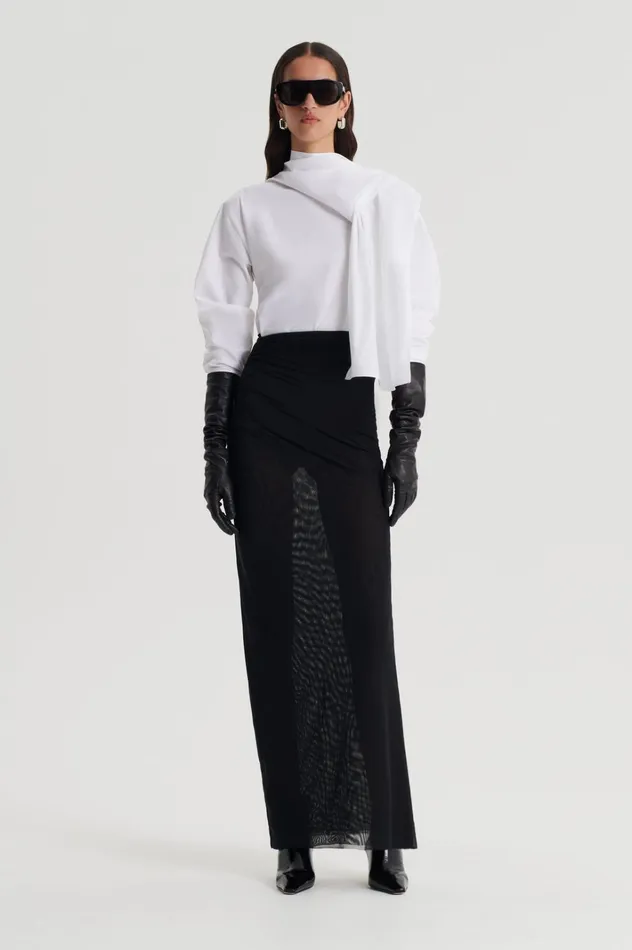 Women Scanlan Theodore Shirts PARACHUTE COTTON CRAVAT SHIRT White