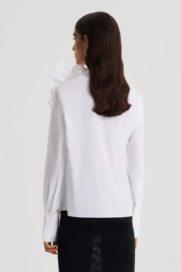 Women Scanlan Theodore Shirts PARACHUTE COTTON CRAVAT SHIRT White Women Scanlan Theodore Shirts PARACHUTE COTTON CRAVAT SHIRT White