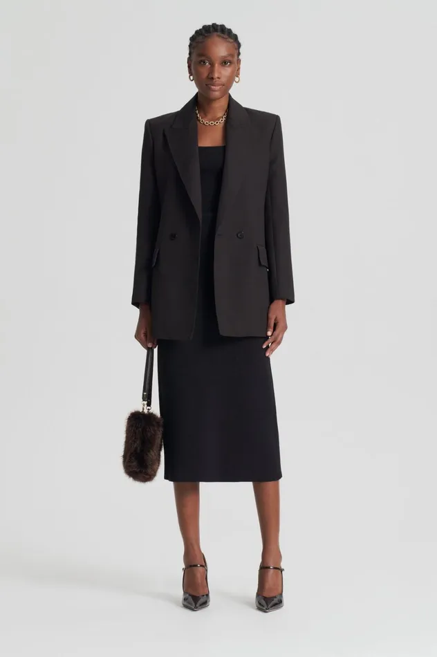 Women Scanlan Theodore Skirts CREPE KNIT PENCIL SKIRT MIDI Darkchocolate