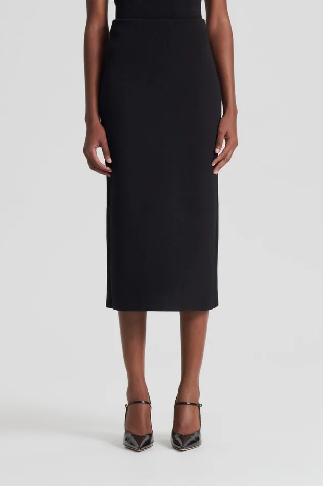 Women Scanlan Theodore Skirts CREPE KNIT PENCIL SKIRT MIDI Darkchocolate